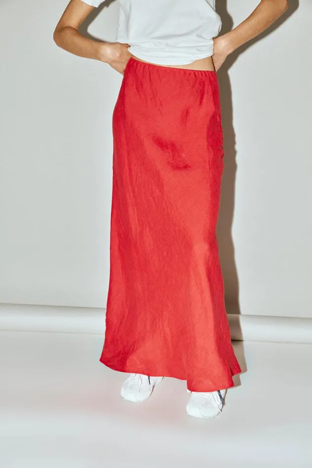 Skirts Women VRG GRL Ena Linen Bias Cut Maxi Skirt Chilli Skirts Women VRG GRL Ena Linen Bias Cut Maxi Skirt Chilli