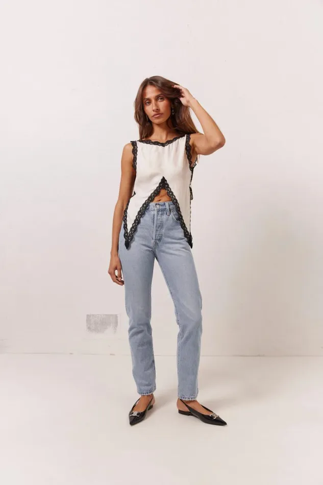 Sleeveless Women VRG GRL Aurelie Top White Sleeveless Women VRG GRL Aurelie Top White
