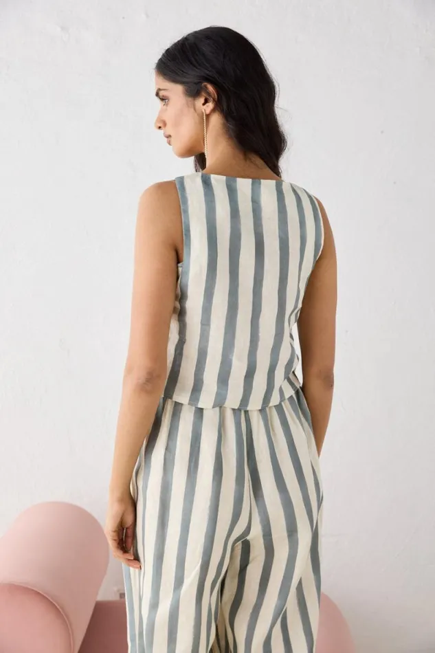 Sleeveless Women VRG GRL Sadie Linen Top Tide Sleeveless Women VRG GRL Sadie Linen Top Tide