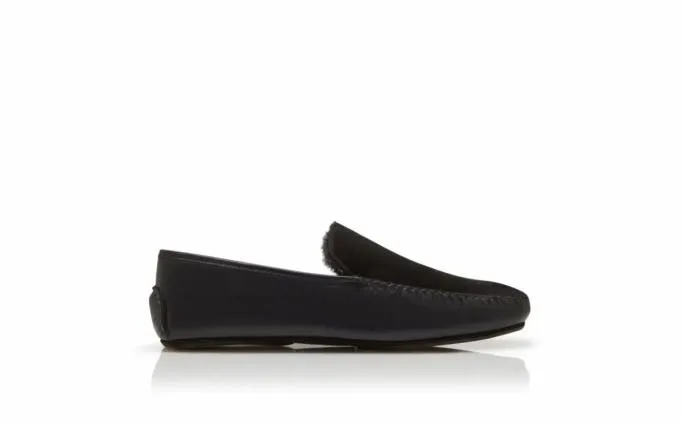 Slippers Men Manolo Blahnik MAYFAIRBlack Nappa Leather And Suede Driving Shoes Slippers Men Manolo Blahnik MAYFAIRBlack Nappa Leather And Suede Driving Shoes
