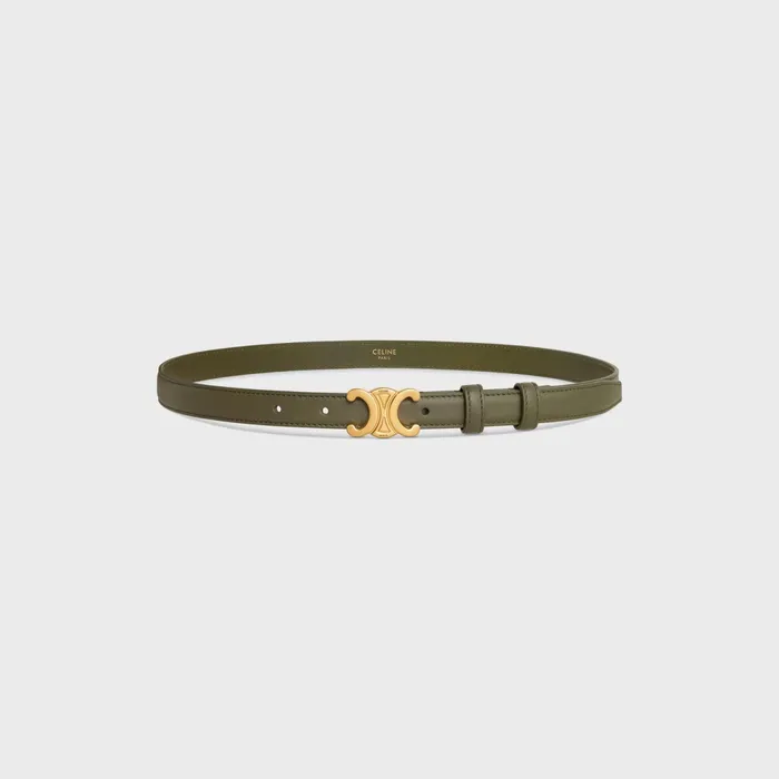 Small Triomphe Belt In Smooth Calfskin Dark Olive Women CELINE BELTS Small Triomphe Belt In Smooth Calfskin Dark Olive Women CELINE BELTS
