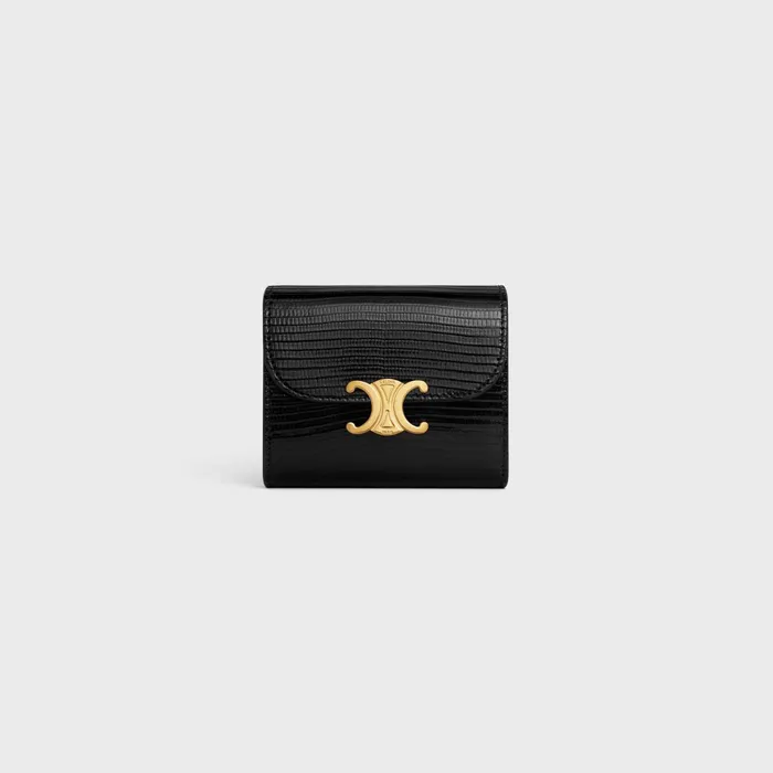 Small Wallet Triomphe In Lizard Black Women CELINE WALLETS