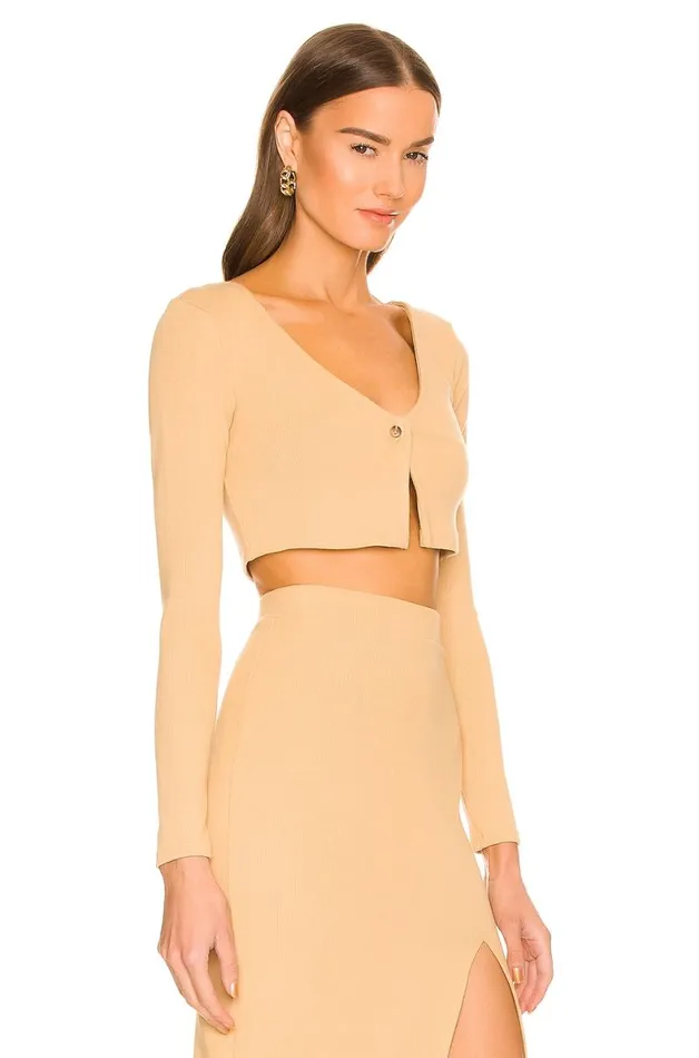Sofia Cropped Cardigan Golden Tan Women Lovers and Friends Sweaters and Knits