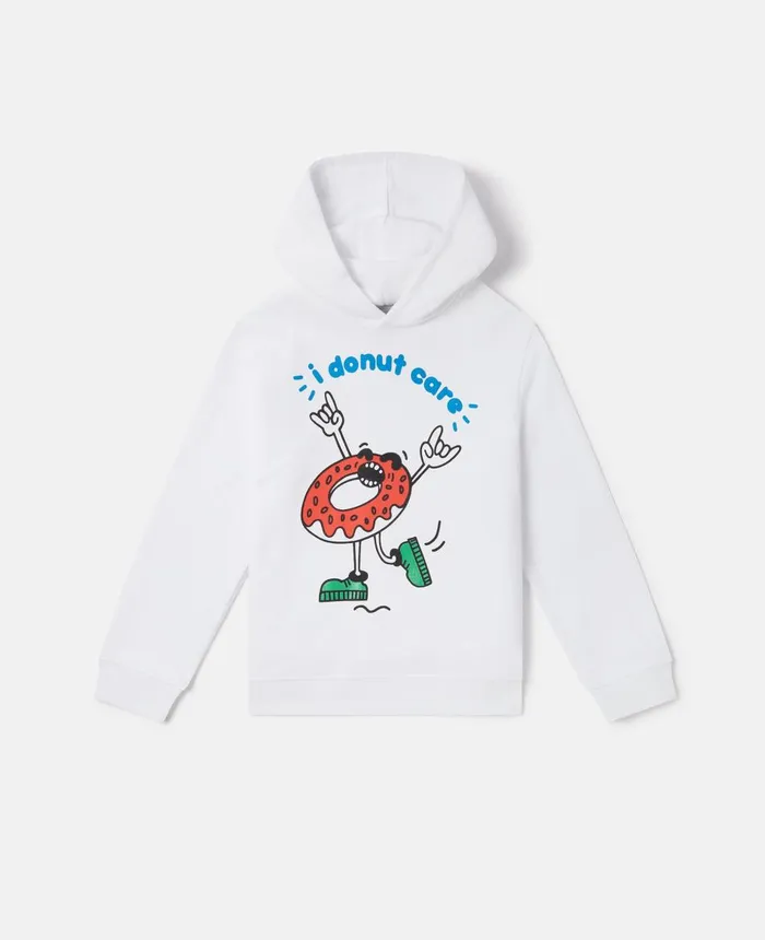 Stella McCartney 039I Donut Care039 Print Oversized Hoodie White Kids Sweaters and Cardigans Stella McCartney 039I Donut Care039 Print Oversized Hoodie White Kids Sweaters and Cardigans