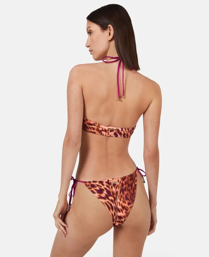 Stella McCartney Blurred Cheetah Print Triangle Bikini Top Pink Women Swimwear Stella McCartney Blurred Cheetah Print Triangle Bikini Top Pink Women Swimwear