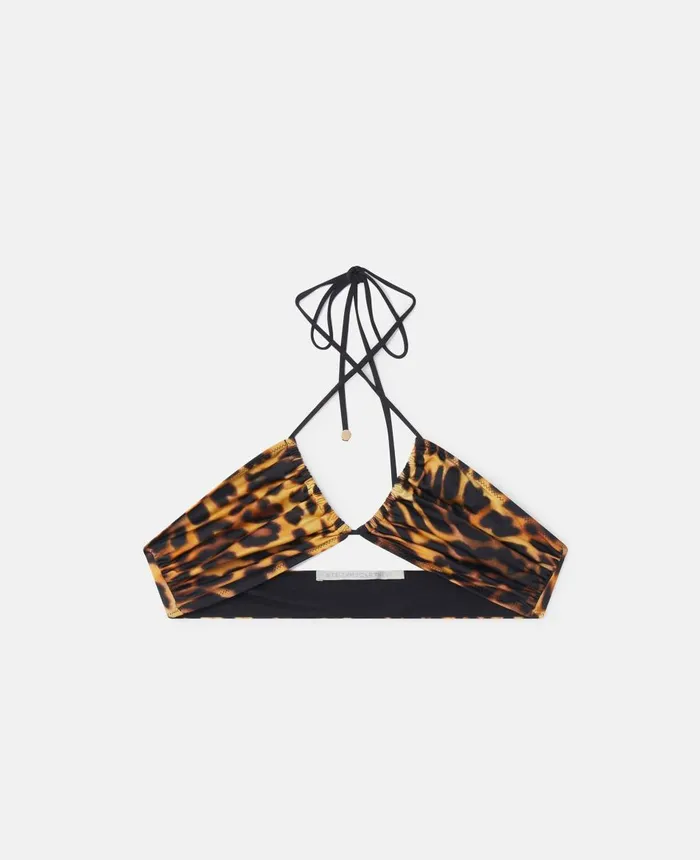 Stella McCartney Blurred Cheetah Print Triangle Bikini Top Tortoiseshell Women Swimwear Stella McCartney Blurred Cheetah Print Triangle Bikini Top Tortoiseshell Women Swimwear