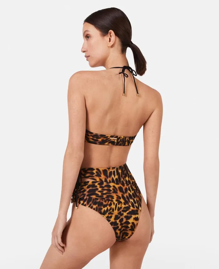 Stella McCartney Blurred Cheetah Print Triangle Bikini Top Tortoiseshell Women Swimwear Stella McCartney Blurred Cheetah Print Triangle Bikini Top Tortoiseshell Women Swimwear