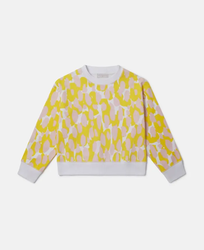 Stella McCartney Camouflage Print Oversized Sweatshirt Yellow Kids TShirts And Tops