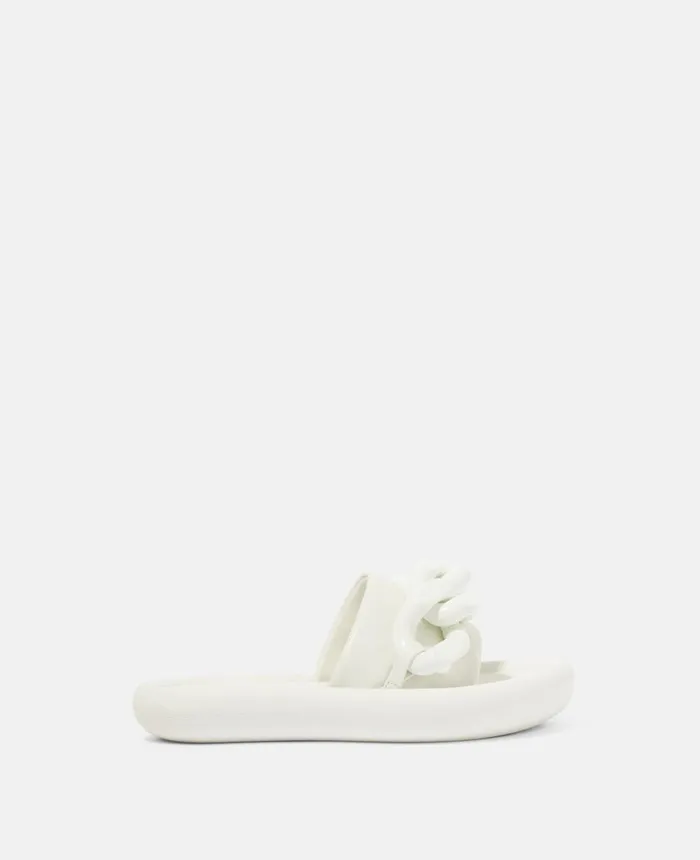 Stella McCartney Chunky Chain Air Slides White Women Flats