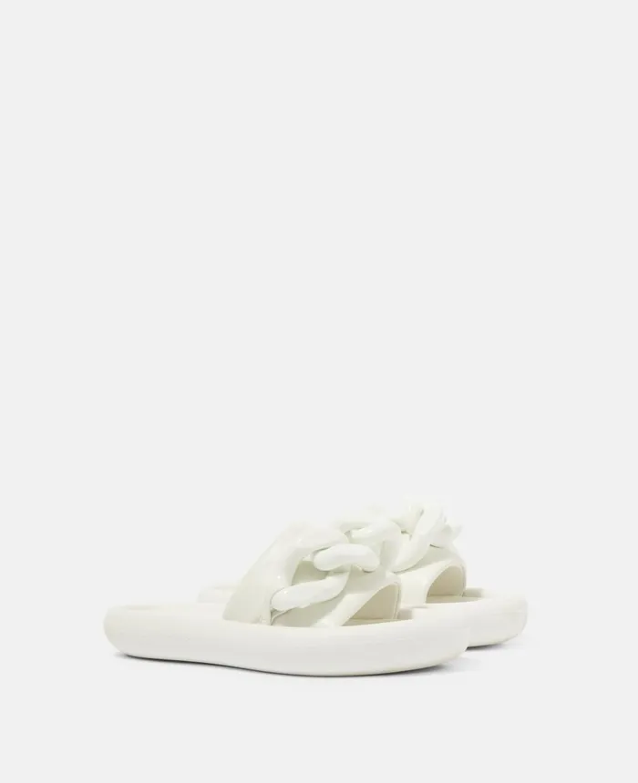 Stella McCartney Chunky Chain Air Slides White Women Flats