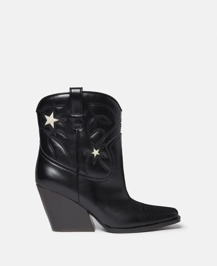 Stella McCartney Cloudy Alter Mat Star Embroidery Cowboy Boots Blackstone Women Boots