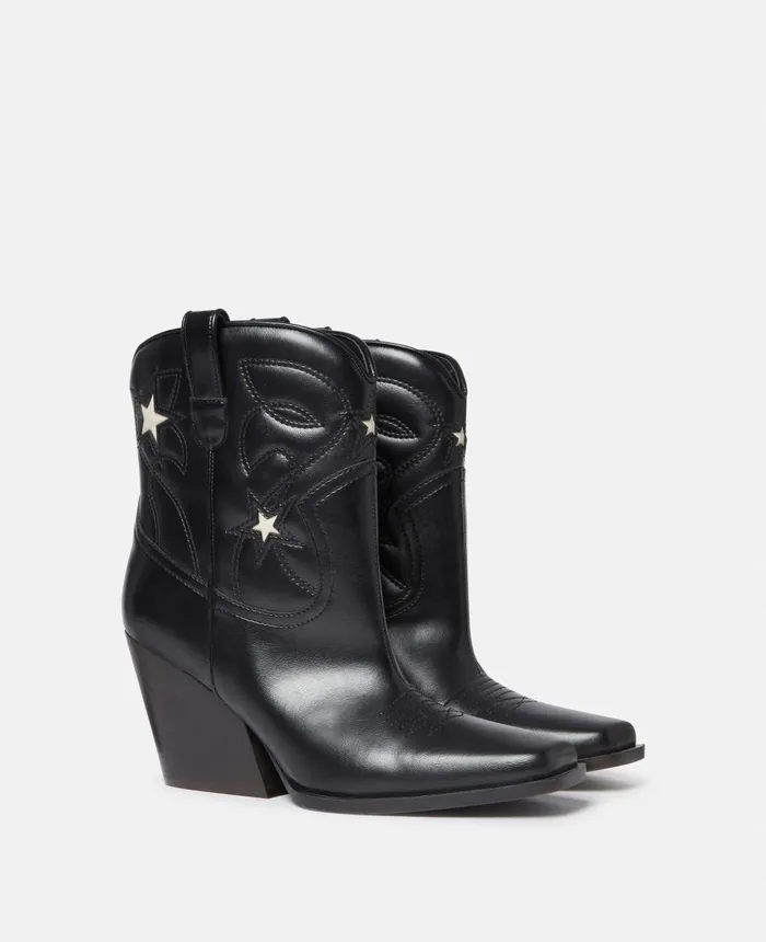 Stella McCartney Cloudy Alter Mat Star Embroidery Cowboy Boots Blackstone Women Boots Stella McCartney Cloudy Alter Mat Star Embroidery Cowboy Boots Blackstone Women Boots