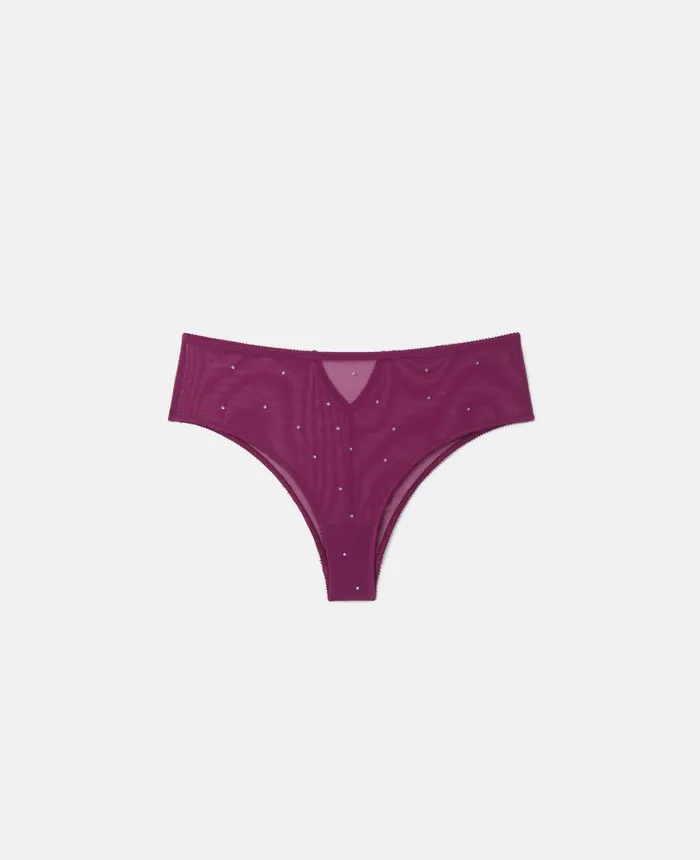 Stella McCartney Crystal Dot Mesh High Leg Briefs Burgundy Women Lingerie And Sleepwear Stella McCartney Crystal Dot Mesh High Leg Briefs Burgundy Women Lingerie And Sleepwear