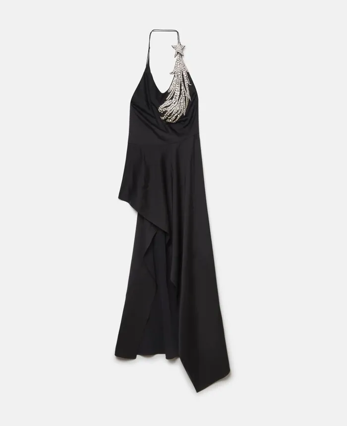 Stella McCartney Crystal Strass Star Asymmetric Midi Dress Black Women Dresses Stella McCartney Crystal Strass Star Asymmetric Midi Dress Black Women Dresses