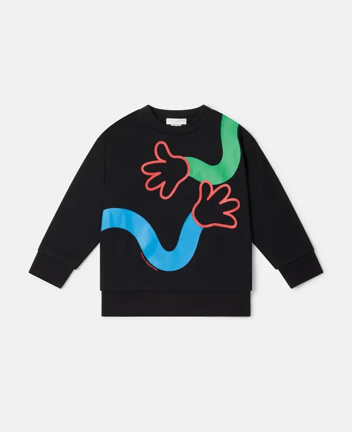 Stella McCartney Dancing Hands Print Oversized Sweatshirt Black Kids Sweaters and Cardigans Stella McCartney Dancing Hands Print Oversized Sweatshirt Black Kids Sweaters and Cardigans