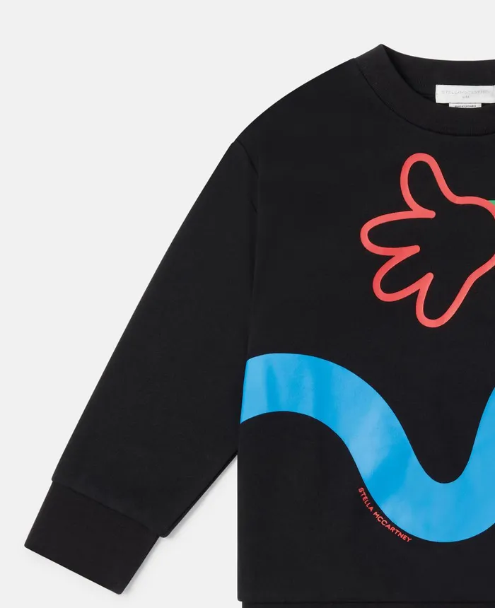 Stella McCartney Dancing Hands Print Oversized Sweatshirt Black Kids Sweaters and Cardigans Stella McCartney Dancing Hands Print Oversized Sweatshirt Black Kids Sweaters and Cardigans
