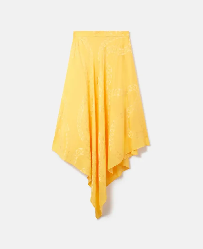 Stella McCartney Falabella Chain Asymmetric Midi Skirt Sunflower Yellow Women Skirts Stella McCartney Falabella Chain Asymmetric Midi Skirt Sunflower Yellow Women Skirts