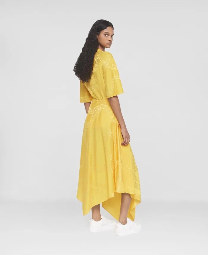 Stella McCartney Falabella Chain Asymmetric Midi Skirt Sunflower Yellow Women Skirts