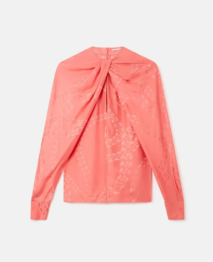 Stella McCartney Falabella Chain Silk Jacquard Top Bubblegum Pink Women Shirts And Tops Stella McCartney Falabella Chain Silk Jacquard Top Bubblegum Pink Women Shirts And Tops