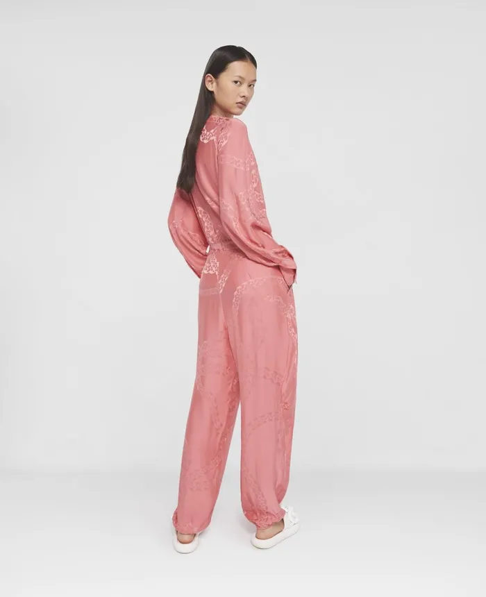 Stella McCartney Falabella Chain Silk Jacquard Top Bubblegum Pink Women Shirts And Tops