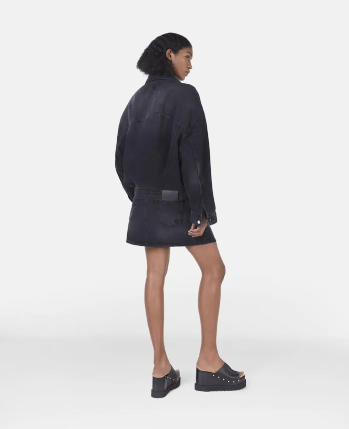 Stella McCartney Falabella Oversized Denim Jacket Black Women Coats And Jackets