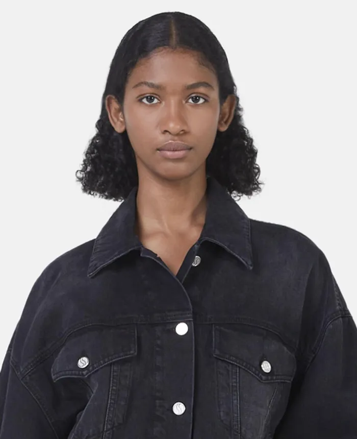 Stella McCartney Falabella Oversized Denim Jacket Black Women Coats And Jackets
