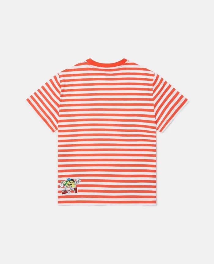 Stella McCartney Fast Food Embroidery Striped TShirt Red Kids TShirts And Sweatshirt