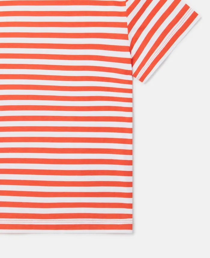 Stella McCartney Fast Food Embroidery Striped TShirt Red Kids TShirts And Sweatshirt