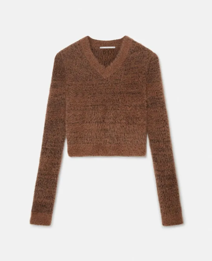 Stella McCartney Fluffy Knit Jumper Dark Camel Women Knitwear