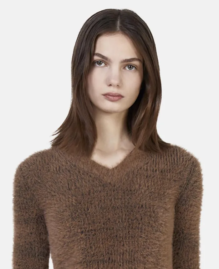 Stella McCartney Fluffy Knit Jumper Dark Camel Women Knitwear