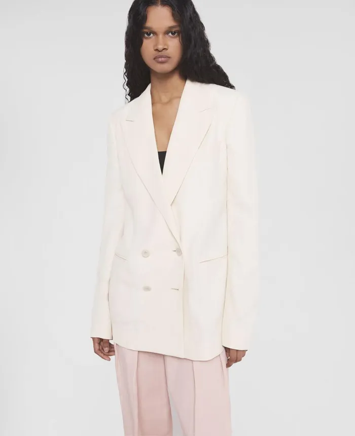 Stella McCartney Fluid Linen DoubleBreasted Blazer Buttermilk Cream Women Tailoring Stella McCartney Fluid Linen DoubleBreasted Blazer Buttermilk Cream Women Tailoring