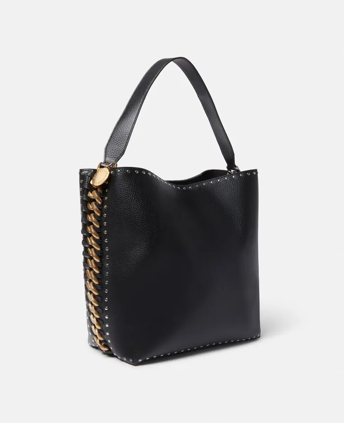 Stella McCartney Frayme Grainy Studded Tote Bag Black Women Tote Bags