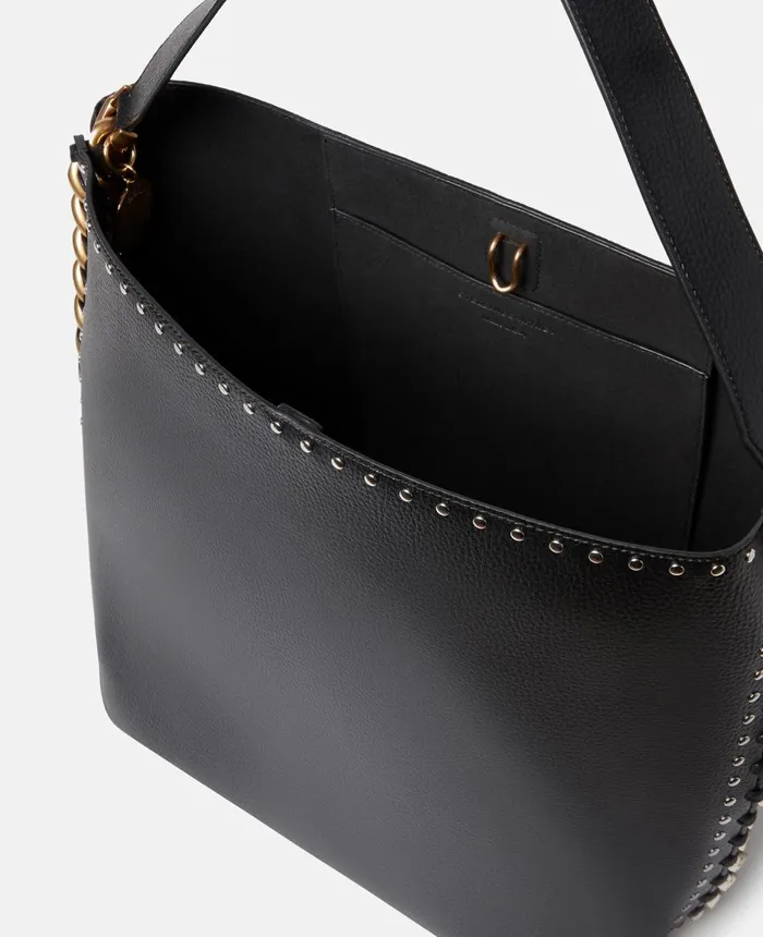 Stella McCartney Frayme Grainy Studded Tote Bag Black Women Tote Bags