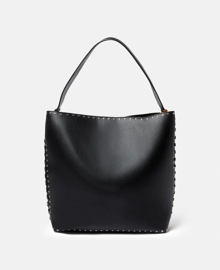 Stella McCartney Frayme Grainy Studded Tote Bag Black Women Tote Bags
