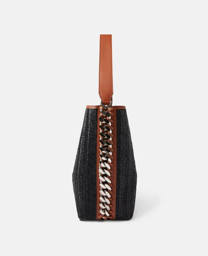Stella McCartney Frayme Raffia Tote Bag Black Women Tote Bags