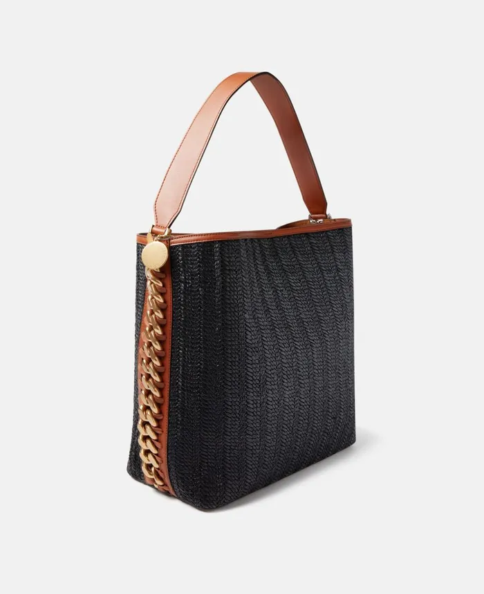 Stella McCartney Frayme Raffia Tote Bag Black Women Tote Bags
