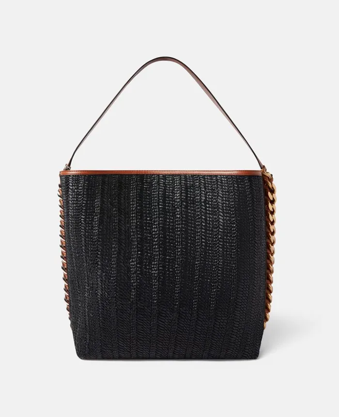 Stella McCartney Frayme Raffia Tote Bag Black Women Tote Bags