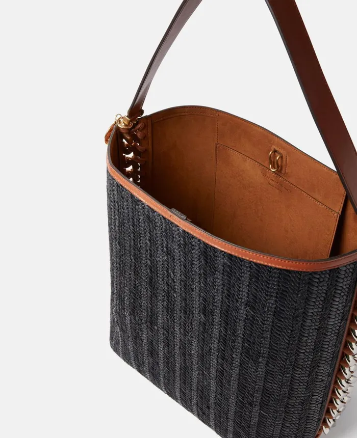Stella McCartney Frayme Raffia Tote Bag Black Women Tote Bags