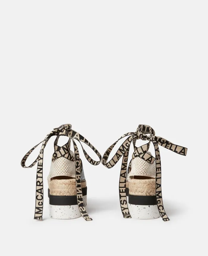 Stella McCartney Gaia Crystal Platform Espadrilles Black Women Wedges
