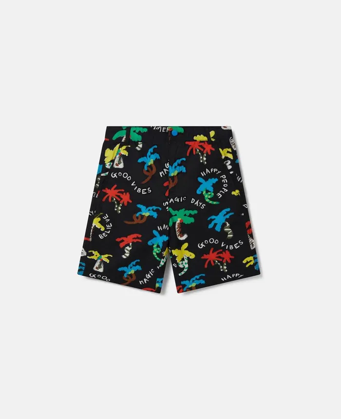 Stella McCartney Good Vibes Palm Print Shorts Black Multicolour Kids Pants and Shorts Stella McCartney Good Vibes Palm Print Shorts Black Multicolour Kids Pants and Shorts