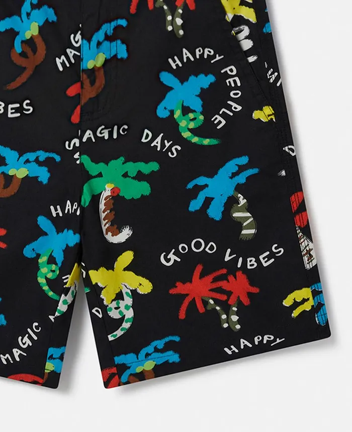 Stella McCartney Good Vibes Palm Print Shorts Black Multicolour Kids Pants and Shorts Stella McCartney Good Vibes Palm Print Shorts Black Multicolour Kids Pants and Shorts
