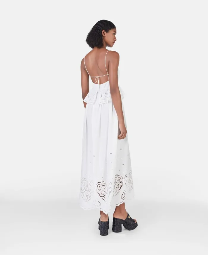 Stella McCartney Heart Crochet Midi Cami Dress Cream Women Dresses