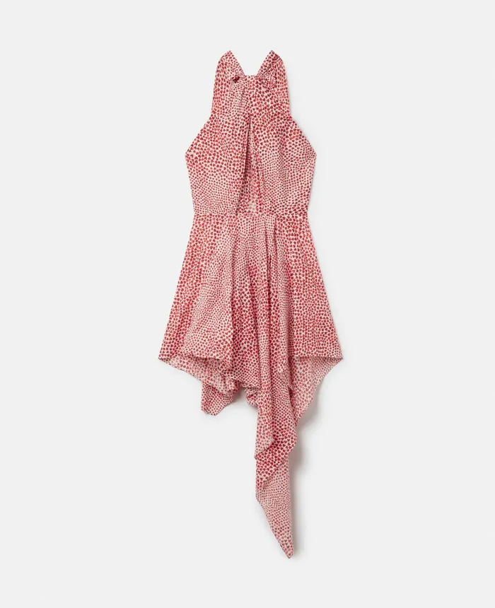 Stella McCartney Heart Print Halterneck Mini Dress Red Women Dresses