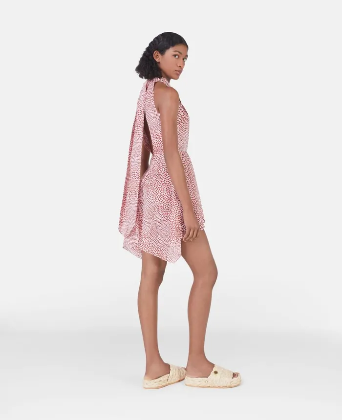 Stella McCartney Heart Print Halterneck Mini Dress Red Women Dresses