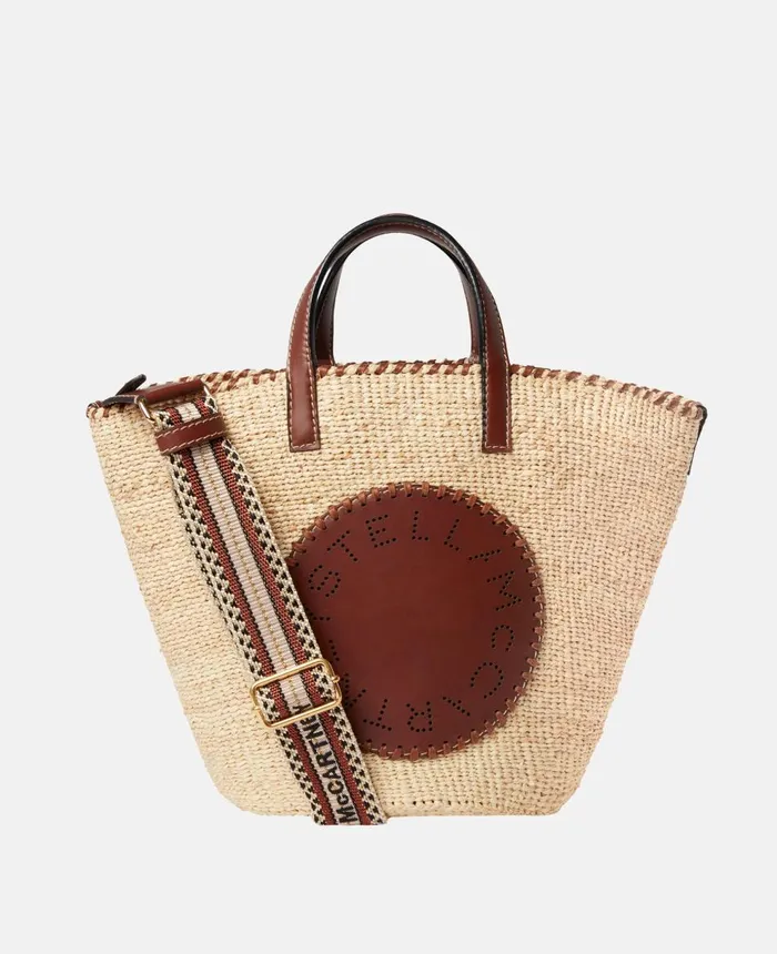 Stella McCartney Logo Raffia Medium Basket Bag Raffia Women Tote Bags