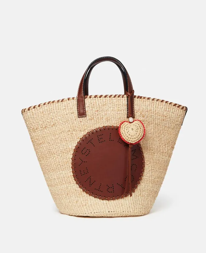 Stella McCartney Logo Raffia Medium Basket Bag Raffia Women Tote Bags