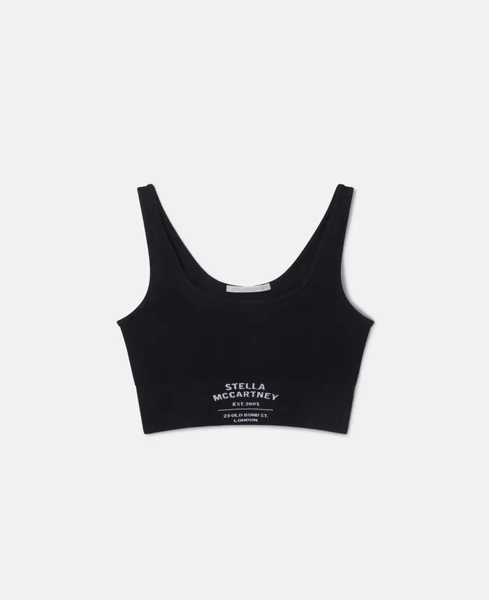 Stella McCartney Logo Rib Knit Cropped Tank Top Black Women Lingerie And Sleepwear Stella McCartney Logo Rib Knit Cropped Tank Top Black Women Lingerie And Sleepwear