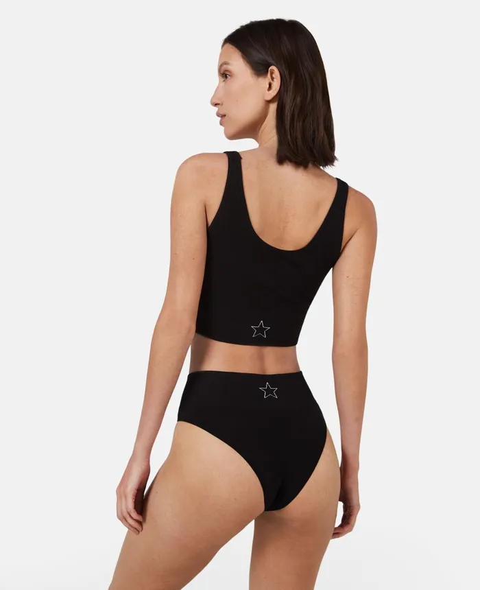 Stella McCartney Logo Rib Knit Cropped Tank Top Black Women Lingerie And Sleepwear