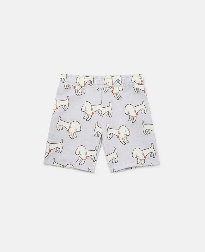Stella McCartney Lonesome Puppy Print Sweat Shorts Grey Kids Pants and Shorts Stella McCartney Lonesome Puppy Print Sweat Shorts Grey Kids Pants and Shorts