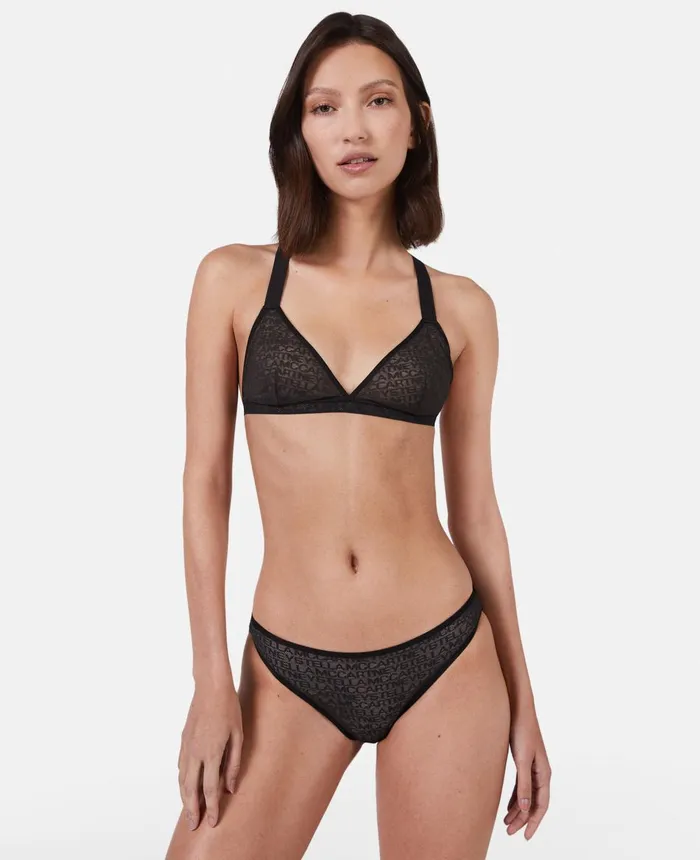 Stella McCartney Monogram Mesh String Briefs Black Women Lingerie And Sleepwear